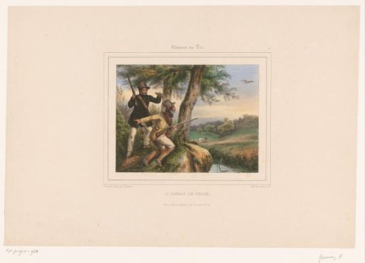 Two Hunters Using a Bird of Prey