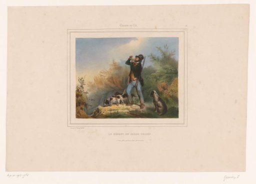 Gamekeeper with Three Hunting Dogs