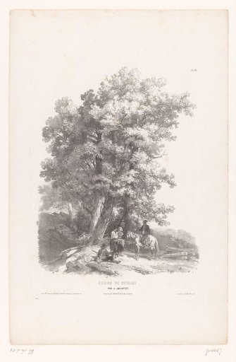 Four figures under a group of trees