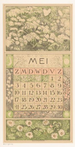 Calendar page May with wild chervil