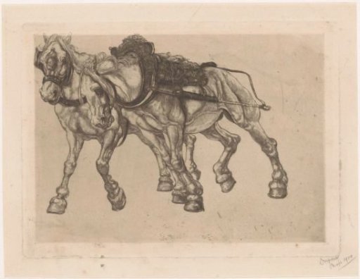 Two tow horses along the Marne