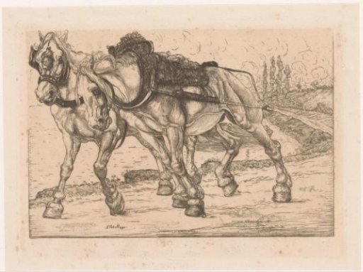 Two tow horses along the Marne