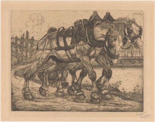 Two tow horses along the Marne