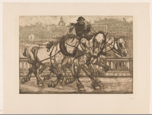 Three horses on the Pont de Sully in Paris