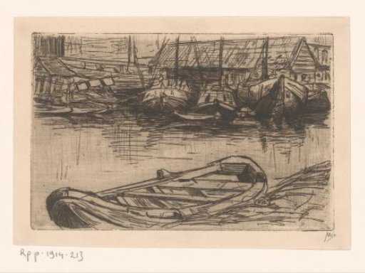 Moored boats in harbor