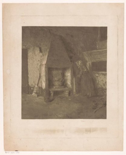 Peasant Woman Standing by a Fireplace