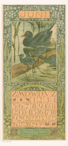 Calendar page for June with a black duck