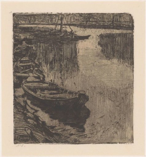 Moored rowing boats