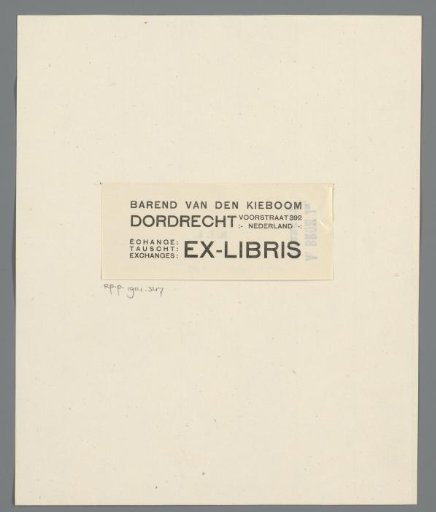 Ex libris of Barend van den Kieboom