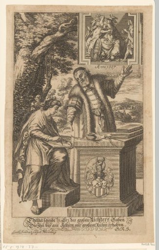Portrait of Christoph Philipp Richter dictating to Thalia
