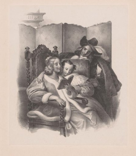 Woman reading with a boy and a girl