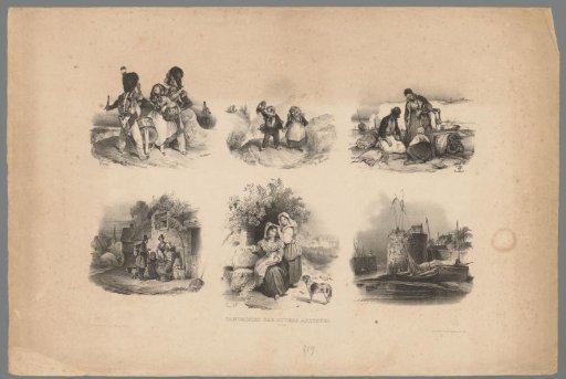 Six Diverse Scenes with Figures in a Landscape