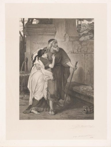 Blind Oedipus led by Antigone