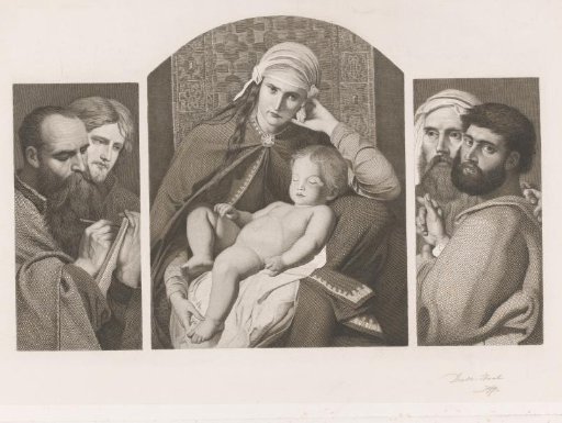 Triptych with Four Apostles and in the Center Mary with the Christ Child on Her Lap