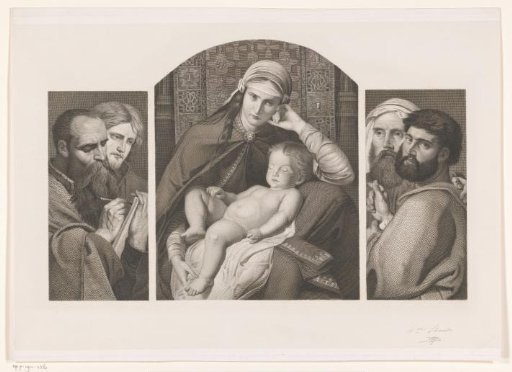 Triptych: Mary with Christ on Her Lap, and Two Groups of Two Apostles