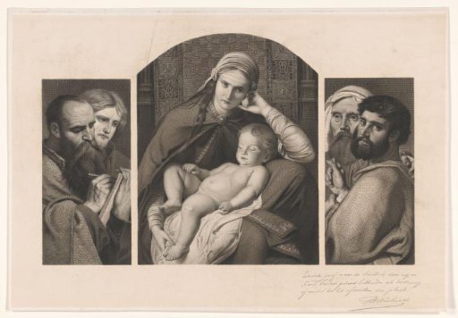 Triptych: Mary with Christ on Her Lap, and Two Groups of Two Apostles