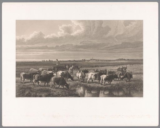 Landscape with a herd of cattle and two shepherds
