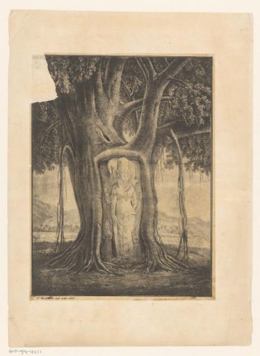 Altar with Three Gods Carved in a Tree