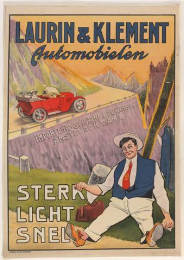 Poster for Laurin & Klement Automobiles, imported to the Netherlands by Sligting, Houwing & Co.