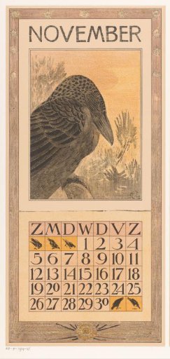 Calendar leaf with crow