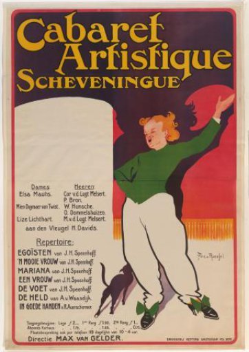 Poster for Performances at the Cabaret Artistique in Scheveningen, under the direction of Max van Gelder