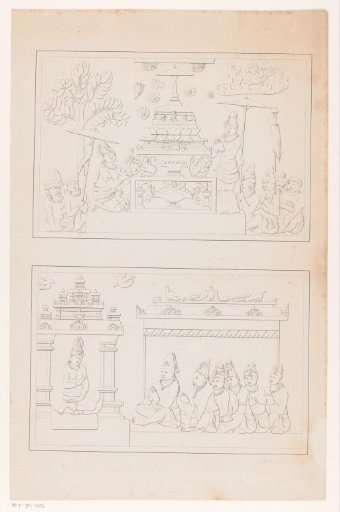 Relief with Buddhist gods, possibly from the temple Candi Mendut
