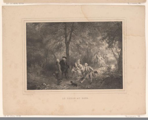 Company resting in a forest