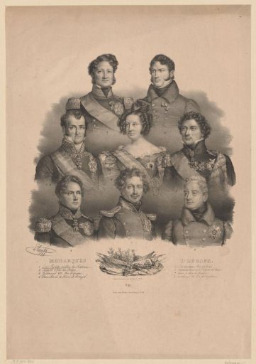 Portraits of eight European sovereigns from the first half of the nineteenth century