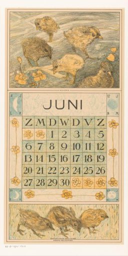 Calendar page June with chicks