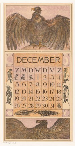 Calendar page December with vulture