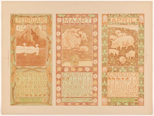 Calendars for February, March and April 1904