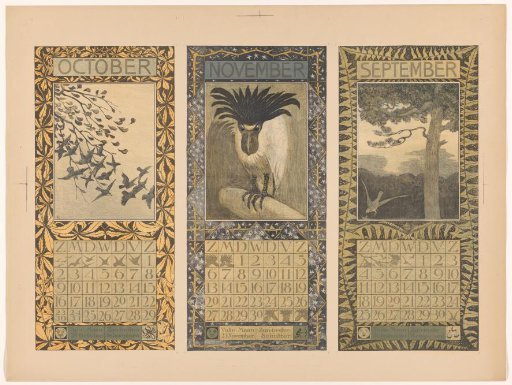 Calendars for October, November and September 1904
