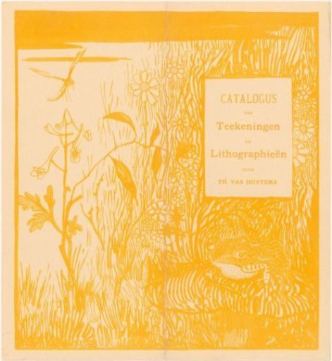 Catalogue cover with toad and dragonfly
