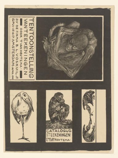 Four scenes with monkeys and birds