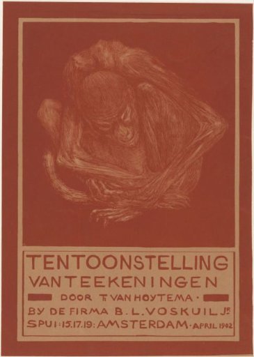 Advertisement card with crouching ape