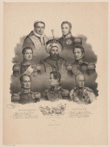 Portraits of eight European sovereigns