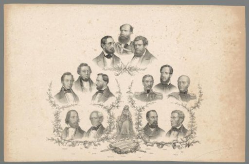 Portraits of thirteen politicians