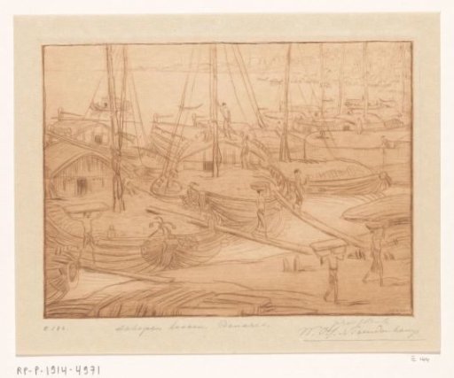 Moored Ships on the Bank of the Ganges in Benares