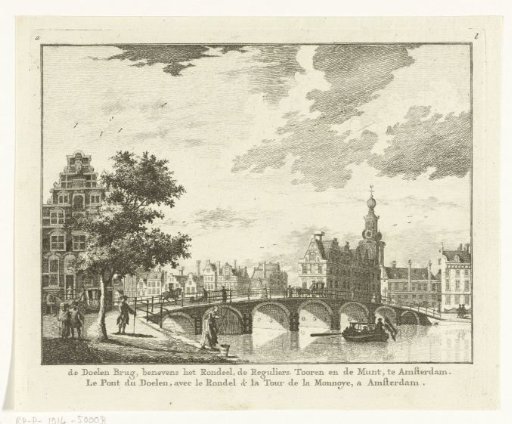 View of the Doelenbrug in Amsterdam