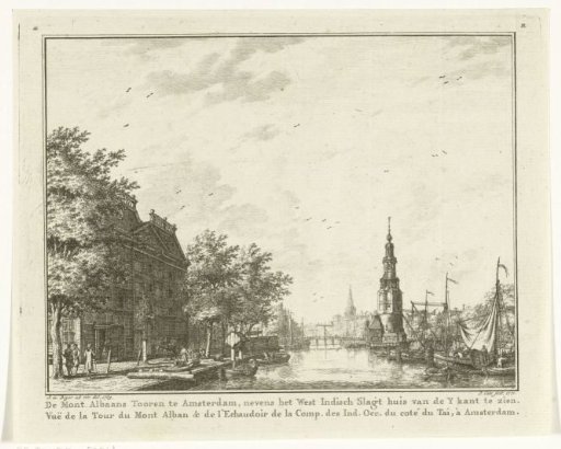 View of the Montelbaanstoren in Amsterdam from the IJ