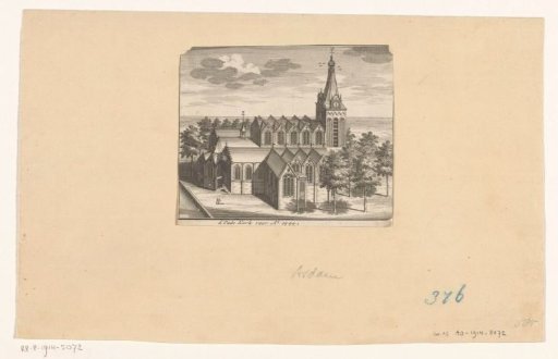 Bird's-eye view of the Old Church in Amsterdam, before 1544