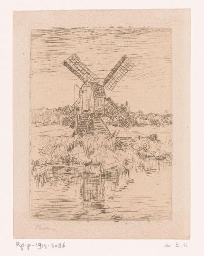 Landscape with a pond and a mill