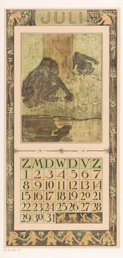 Calendar leaf with monkeys