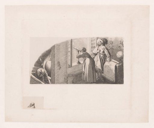 Astronomer and study of an old man's head