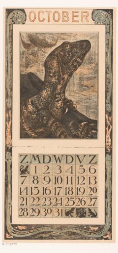 Calendar leaf with iguana