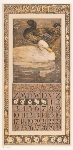 Calendar leaf with ducks