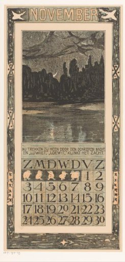 Calendar leaf with migratory birds