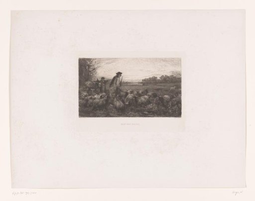 Shepherds with a Herd and a Wolf in the Distance