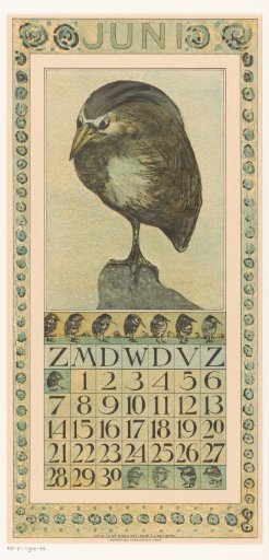 Calendar page June with moorhen