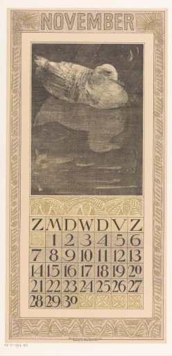 Calendar page November with floating duck